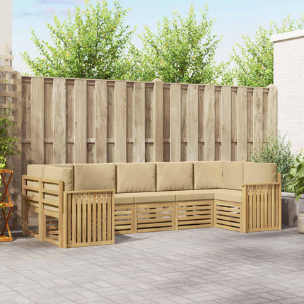 Utomhussoffset 7 pcs Vit och Beige 304 x 128,5 x 73 cm