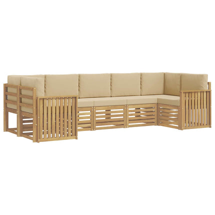 Utomhussoffset 7 pcs Vit och Beige 304 x 128,5 x 73 cm