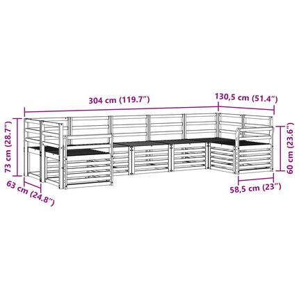 Utomhussoffset 7 pcs Vit 304 x 130,5 x 73 cm Massivt Akaciaträ