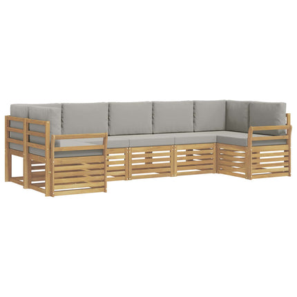 Utomhussoffset 7 pcs Vit och ljusgrå 304 x 130,5 x 73 cm
