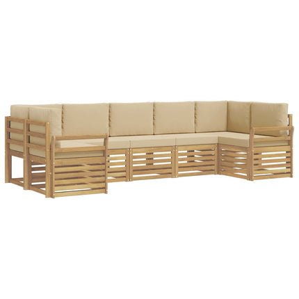 Utomhussoffset 7 pcs Vit och Beige 304 x 130,5 x 73 cm