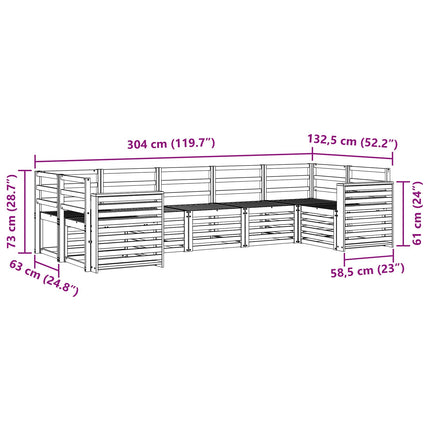 Utomhussoffset 7 pcs Vit 304 x 132,5 x 73 cm Massivt Akaciaträ