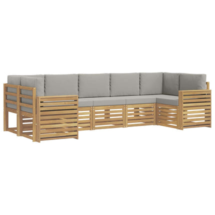 Utomhussoffset 7 pcs Vit och ljusgrå 304 x 132,5 x 73 cm