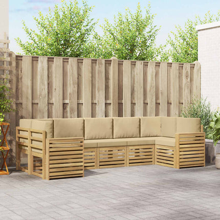 Utomhussoffset 7 pcs Vit och Beige 304 x 132,5 x 73 cm