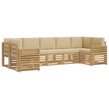 Utomhussoffset 7 pcs Vit och Beige 304 x 132,5 x 73 cm