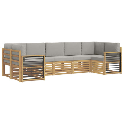 Sektionsoffgrupp 7 pcs Vit och ljusgrå 304 x 128,5 x 73 cm