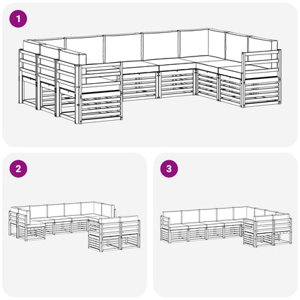 Sektionsoffgrupp 9 pcs Vit och antracit 304 x 185,5 x 73 cm