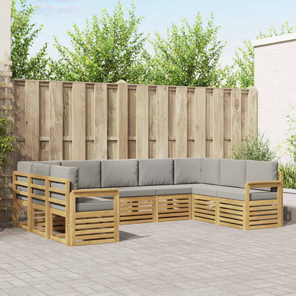 Utomhussoffset 7 pcs Vit och Ljusgrå 304 x 128,5 x 73 cm