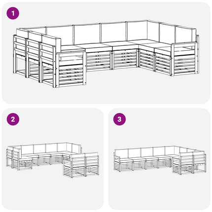 Utomhussoffset 7 pcs Vit och Ljusgrå 304 x 128,5 x 73 cm