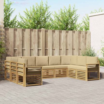 Utomhussoffset 9 pcs Vit och Beige 304 x 187,5 x 73 cm