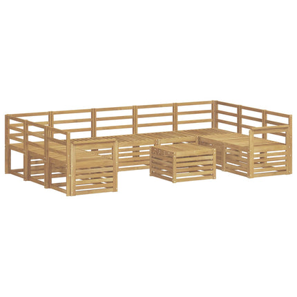 Utomhussoffset 10 pcs Vit 59 x 59 x 37 cm Massivt Akaciaträ