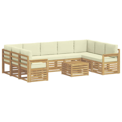 Utomhussoffset 8 pcs Vit och grädde 59 x 59 x 37 cm Polyester