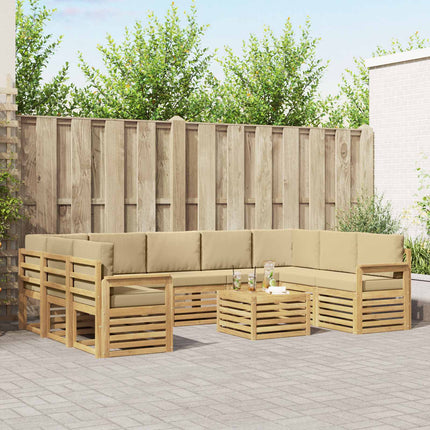 Utomhussoffset 8 pcs Vit och beige 59 x 59 x 37 cm Polyester