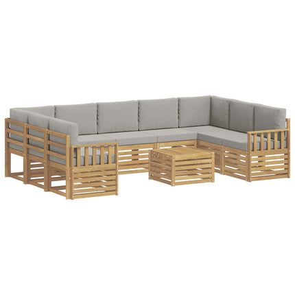 Utomhussoffset 8 pcs Vit och Ljusgrå 59 x 59 x 37 cm Polyester