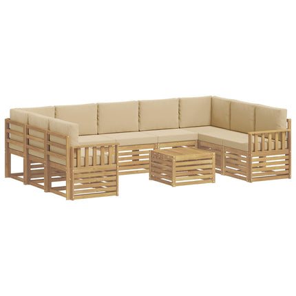 Utomhussoffset 8 pcs Vit och beige 59 x 59 x 37 cm Polyester