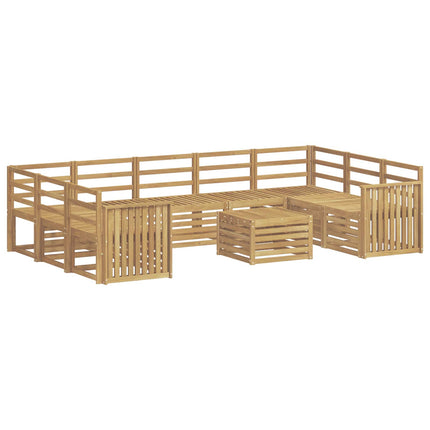 Utomhussoffset 10 pcs Vit 59 x 59 x 37 cm Massivt Akaciaträ
