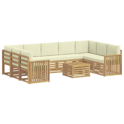 Utomhussoffset 10 pcs Vit och grädde 59 x 59 x 37 cm Polyester