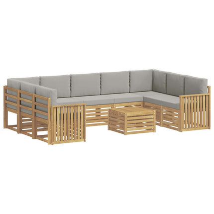 Utomhussoffset 10 pcs Vit och ljusgrå 59 x 59 x 37 cm Polyester