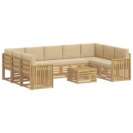 Utomhussoffset 10 pcs Vit och Beige 59 x 59 x 37 cm Polyester