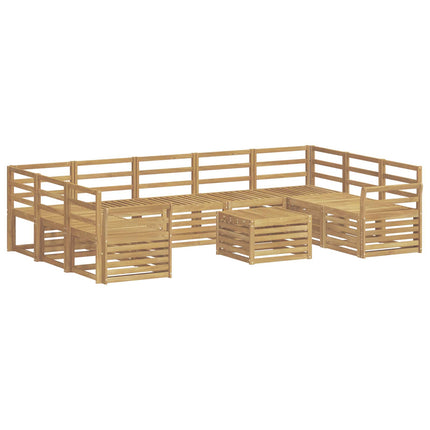 Utomhussoffset 10 pcs Vit 59 x 59 x 37 cm Massivt Akaciaträ