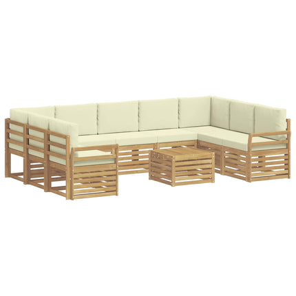 Utomhussoffset 10 pcs Vit och grädde 59 x 59 x 37 cm Polyester