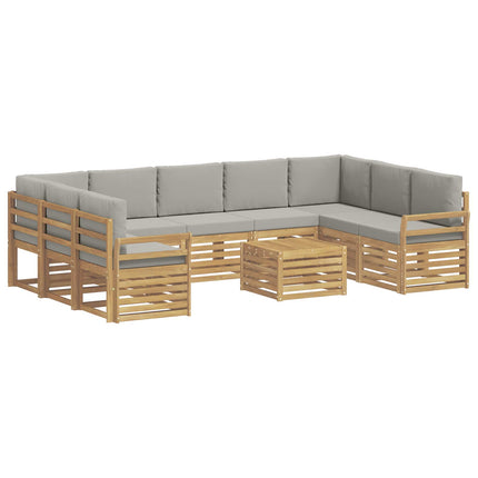 Utomhussoffset 10 pcs Vit och ljusgrå 59 x 59 x 37 cm Polyester