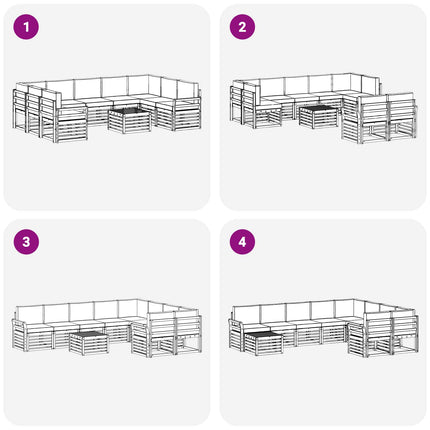 Utomhussoffset 10 pcs Vit och antracit 59 x 59 x 37 cm