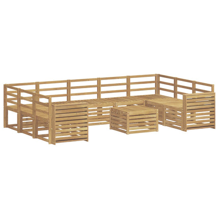 Utomhussoffset 10 pcs Vit 59 x 59 x 37 cm Massivt Akaciaträ