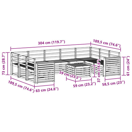 Utomhussoffset 10 pcs Vit 59 x 59 x 37 cm Massivt Akaciaträ