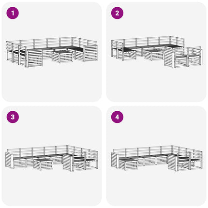 Utomhussoffset 10 pcs Vit 59 x 59 x 37 cm Massivt Akaciaträ