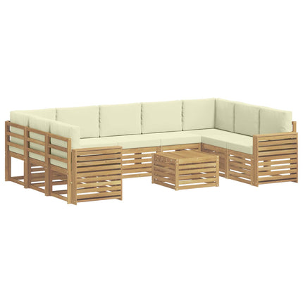 Utomhussoffset 10 pcs Vit och grädde 59 x 59 x 37 cm Polyester