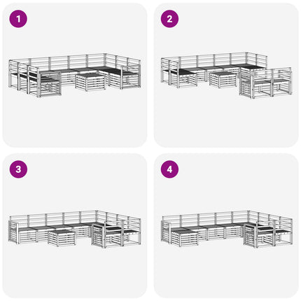 Utomhussoffset 10 pcs Vit 59 x 59 x 37 cm Massivt Akaciaträ