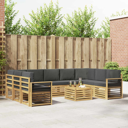 Utomhussoffset 8 pcs Vit och Antracit 59 x 59 x 37 cm Polyester