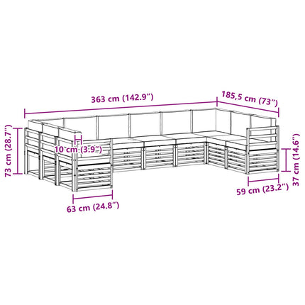 Sektionsoffgrupp 10 pcs Vit och antracit 363 x 185,5 x 73 cm