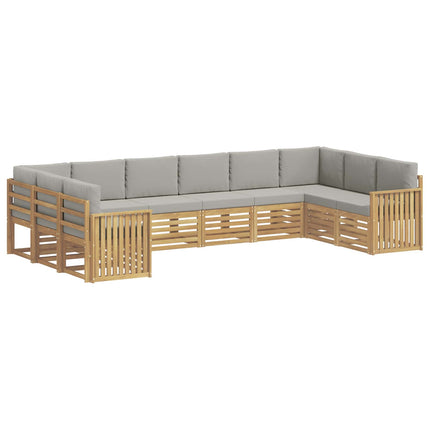 Utomhussoffset 10 pcs Vit och ljusgrå 363 x 187,5 x 73 cm