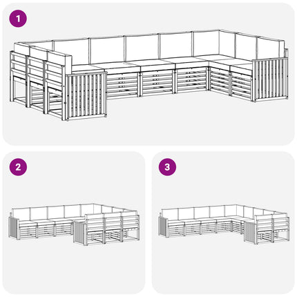 Utomhussoffset 10 pcs Vit och ljusgrå 363 x 187,5 x 73 cm