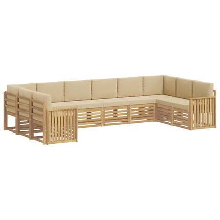 Utomhussoffset 10 pcs Vit och Beige 363 x 187,5 x 73 cm