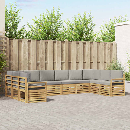 Utomhussoffset 10 pcs Vit och ljusgrå 363 x 190 x 73 cm