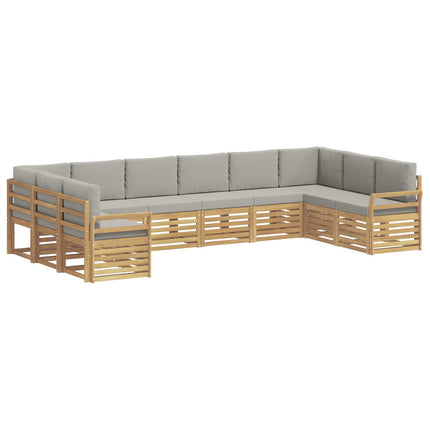 Utomhussoffset 10 pcs Vit och ljusgrå 363 x 190 x 73 cm