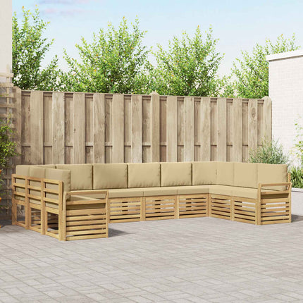 Utomhussoffset 10 pcs Vit och Beige 363 x 190 x 73 cm Polyester