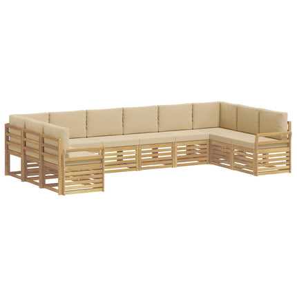 Utomhussoffset 10 pcs Vit och Beige 363 x 190 x 73 cm Polyester