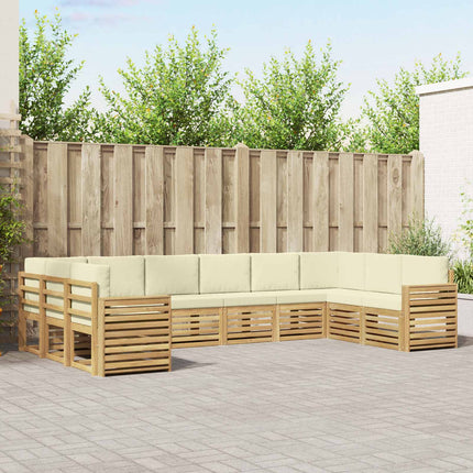 Utomhussoffset 10 pcs Vit och grädde 363 x 191,5 x 73 cm