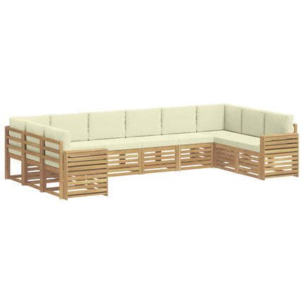 Utomhussoffset 10 pcs Vit och grädde 363 x 191,5 x 73 cm