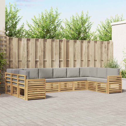 Utomhussoffset 10 pcs Vit och ljusgrå 363 x 191,5 x 73 cm