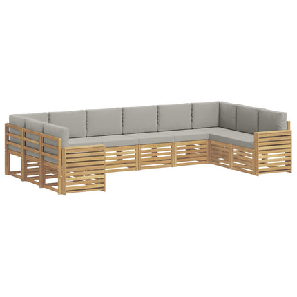 Utomhussoffset 10 pcs Vit och ljusgrå 363 x 191,5 x 73 cm