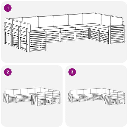 Utomhussoffset 10 pcs Vit och ljusgrå 363 x 191,5 x 73 cm
