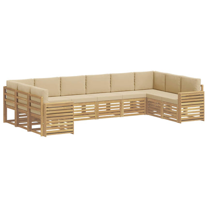 Utomhussoffset 10 pcs Vit och Beige 363 x 191,5 x 73 cm