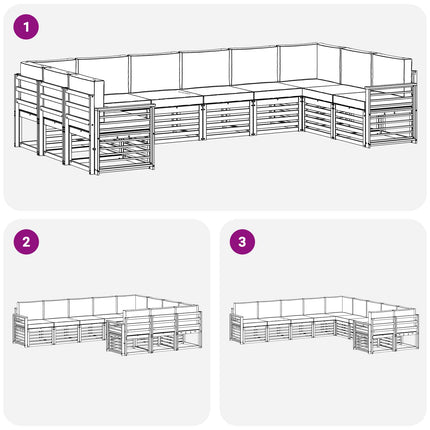 Sektionsoffgrupp 10 pcs Vit och Beige 363 x 187,5 x 73 cm