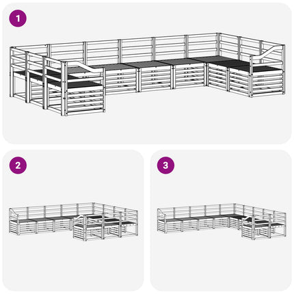 Utomhussoffset 10 pcs Vit 363 x 185,5 x 73 cm Massivt Akaciaträ