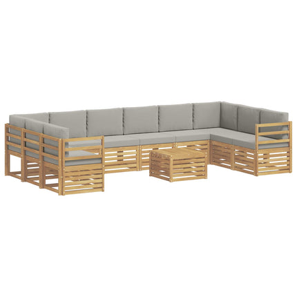 Utomhussoffset 11 pcs Vit och ljusgrå 59 x 59 x 37 cm Polyester